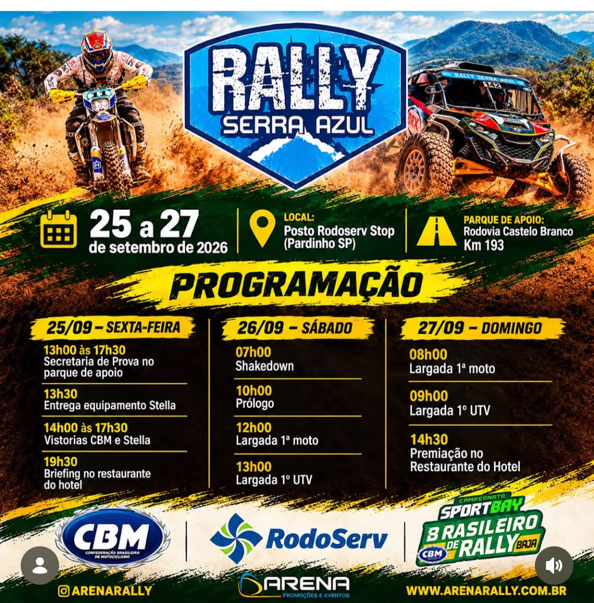 Banner do RALLY SERRA AZUL 2026